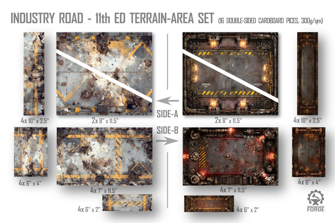 11. Edition - Terrain Area Footprints - Cardboard | Tournament Ready | Compatible with New 40K Edition Terrain Rules | Full Set